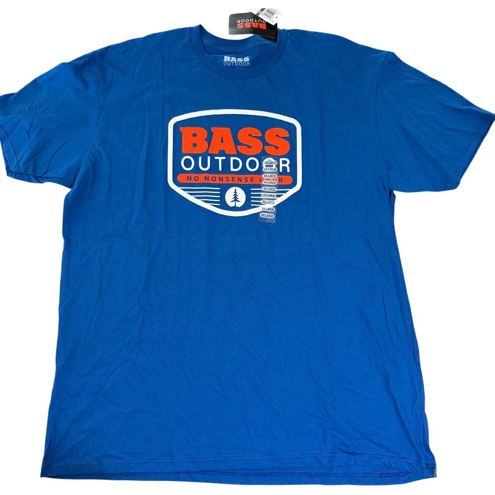Bass Outdoor Mens Logo Graphic Short Sleeve Crewneck T-Shirt Blue Size XXL 2XL